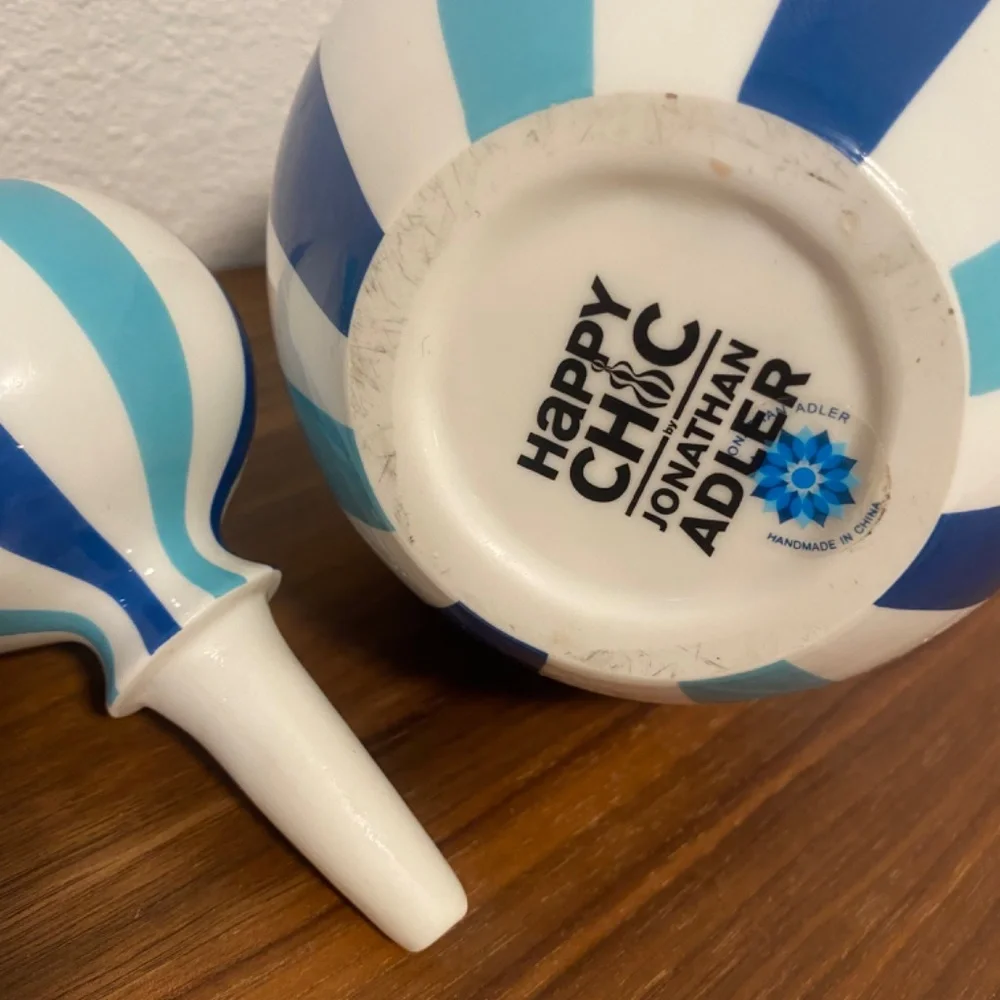 Jonathan Adler decanter vase  Blue turquoise stripe - Picture 6 of 9